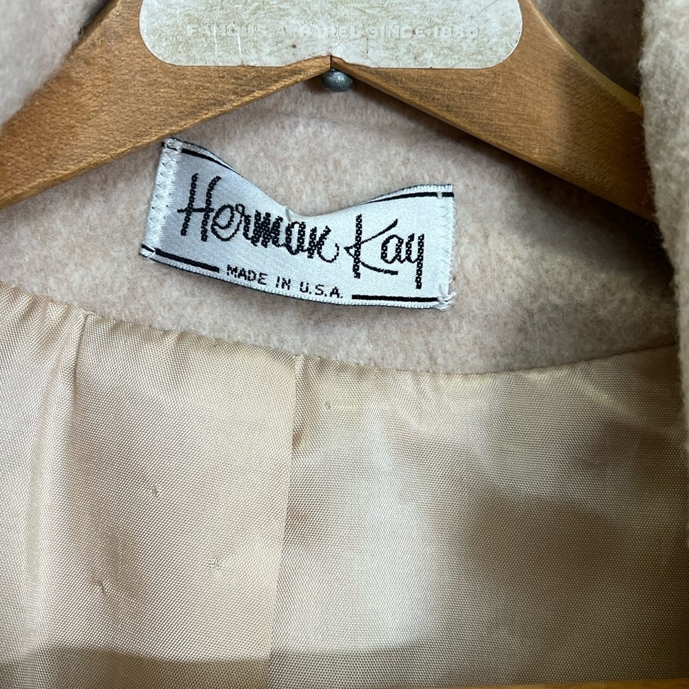 Vintage Herman Kay Tan Wool Blend Coat Classic Winter Jacket Size 10 - Picture 4 of 5